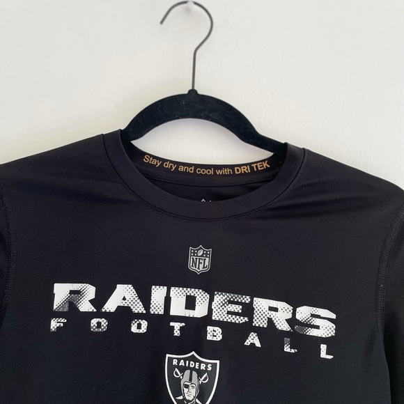 NFL Raiders Boys Youth 10 12 Medium Long Sleeve Dri Tek Shirt - Picture 4 of 7